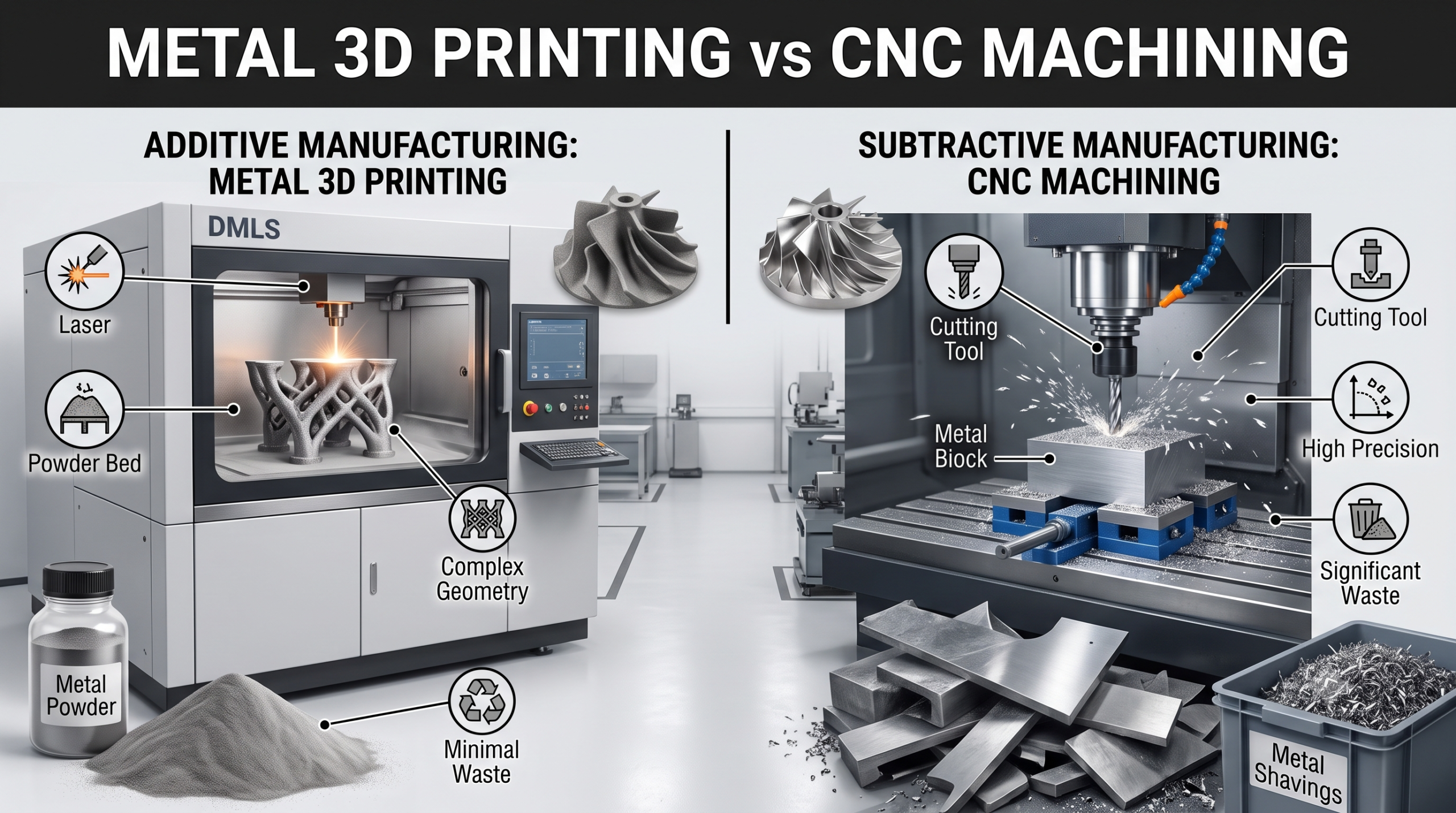 Metal 3D Printing vs CNC Machining